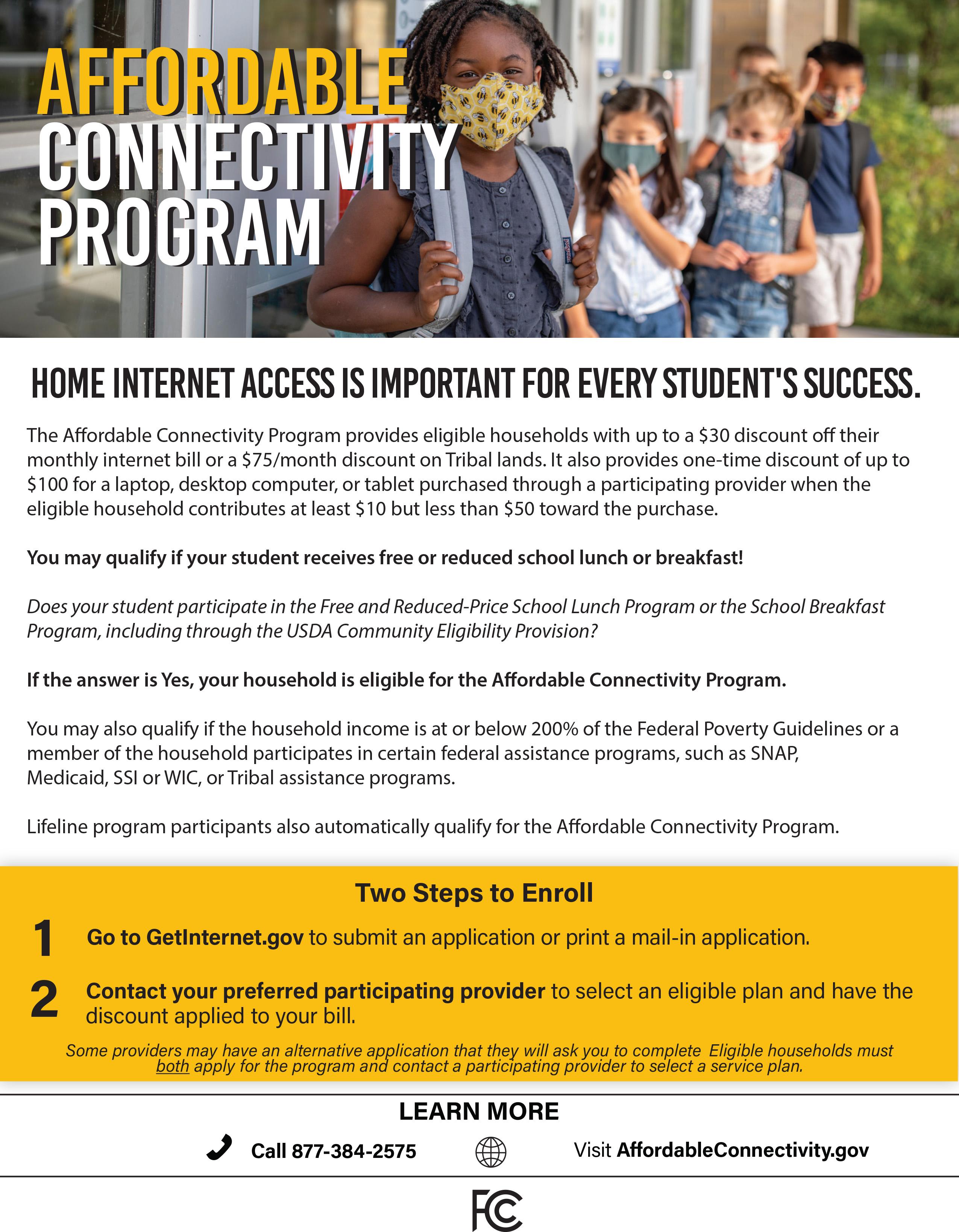 Affordable Connectivity Program provides eligible households with internet discount 