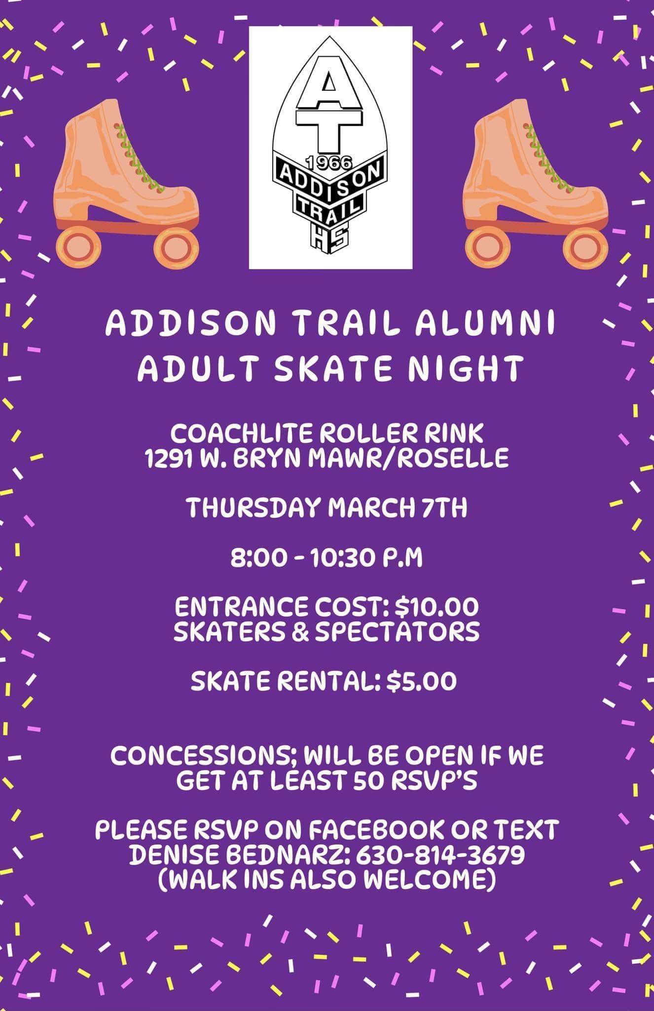 Addison Trail alumni invited to attend roller skating event