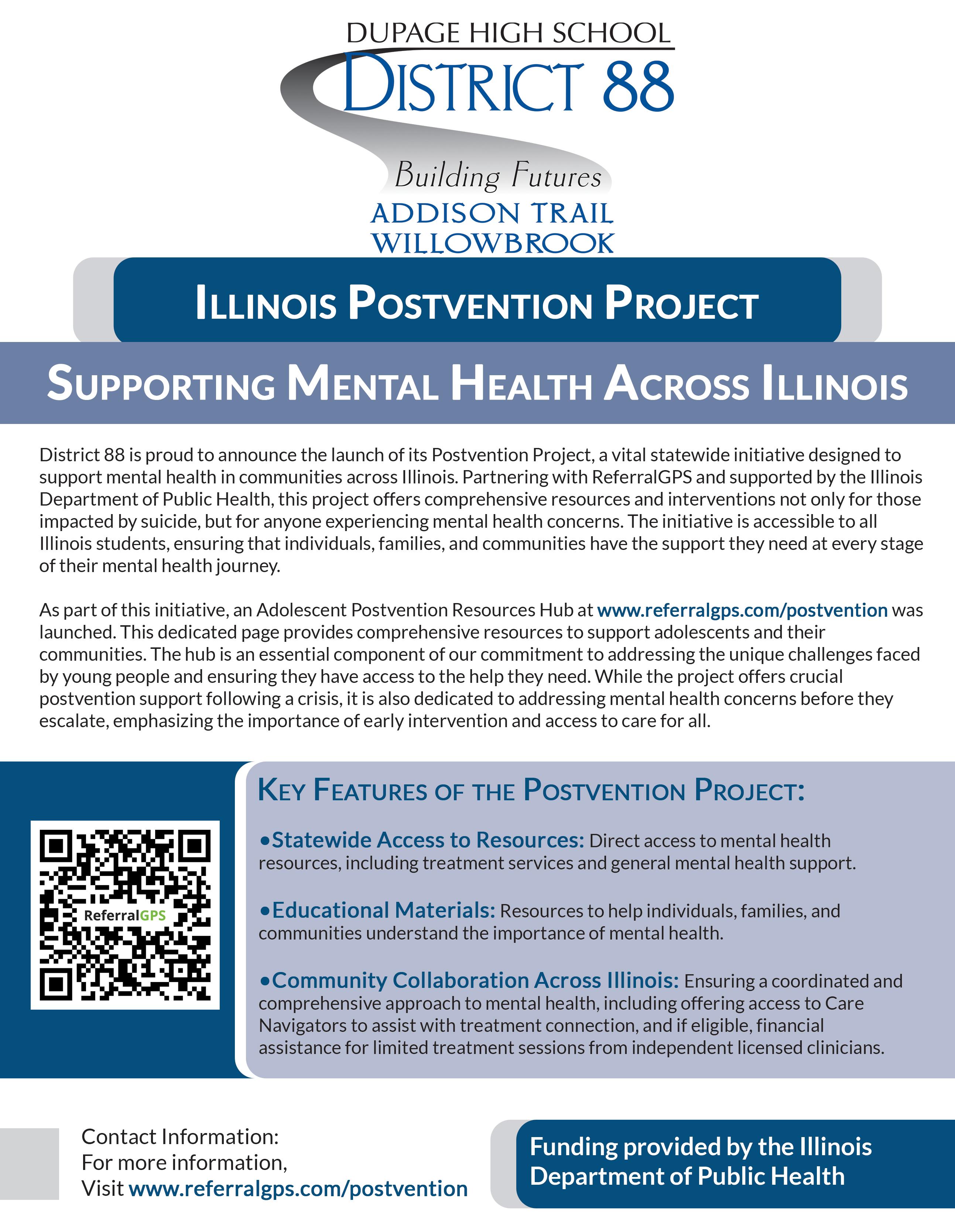 District 88 implements Postvention Project to support mental health services for students and their families