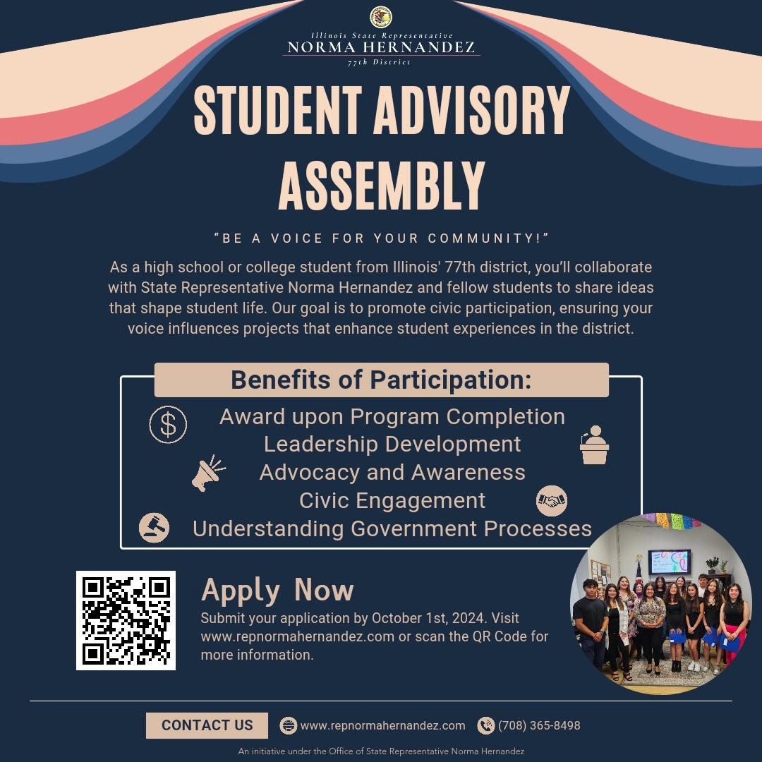 Addison Trail students invited to join advisory assembly with State Rep. Norma Hernandez