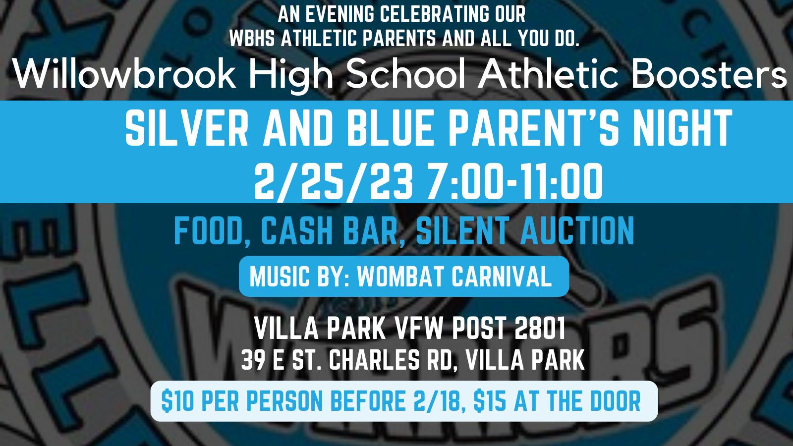 Willowbrook Athletic Booster Club to host ‘Silver and Blue Parents Night’