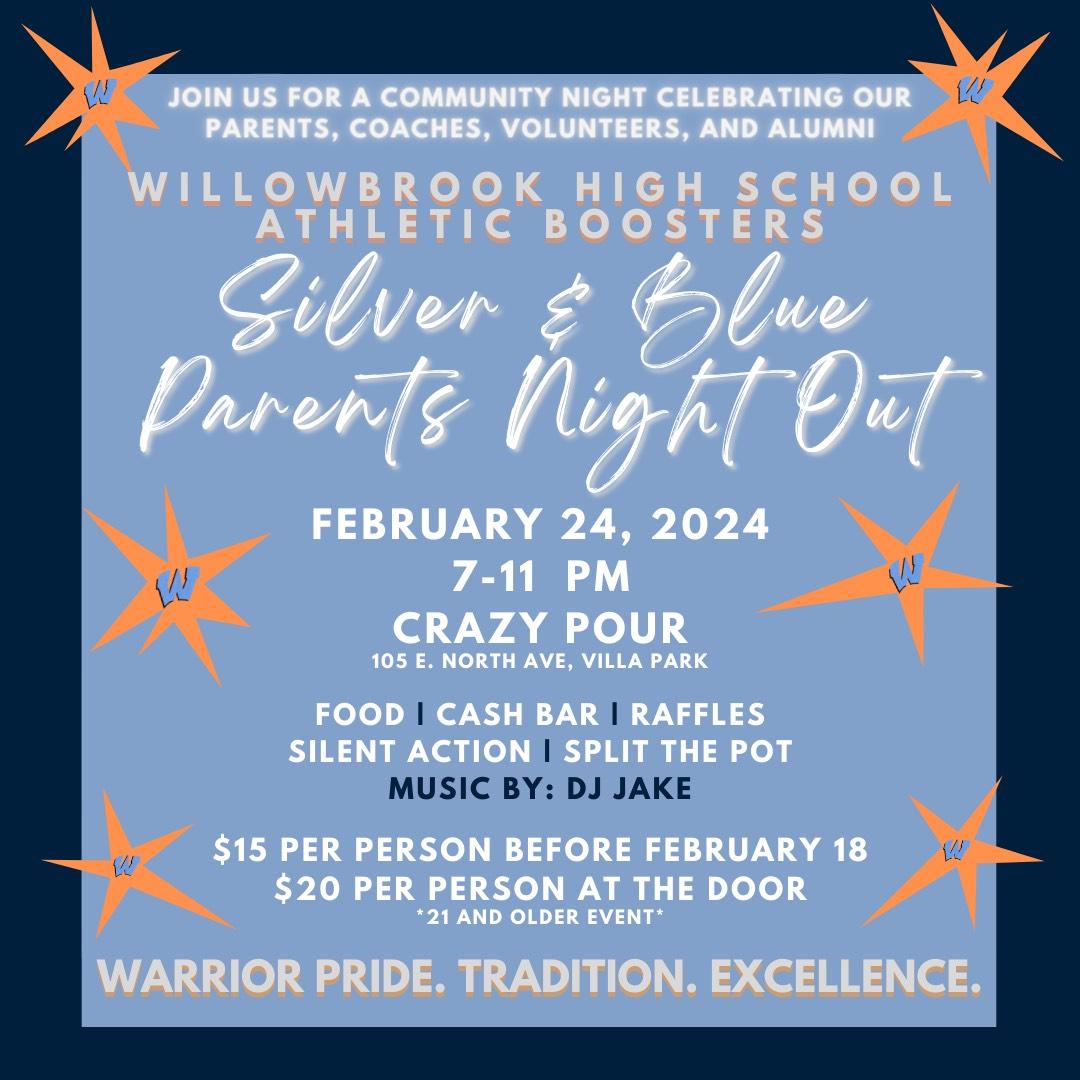 Willowbrook Athletic Booster Club to host ‘Silver and Blue Parents Night Out’