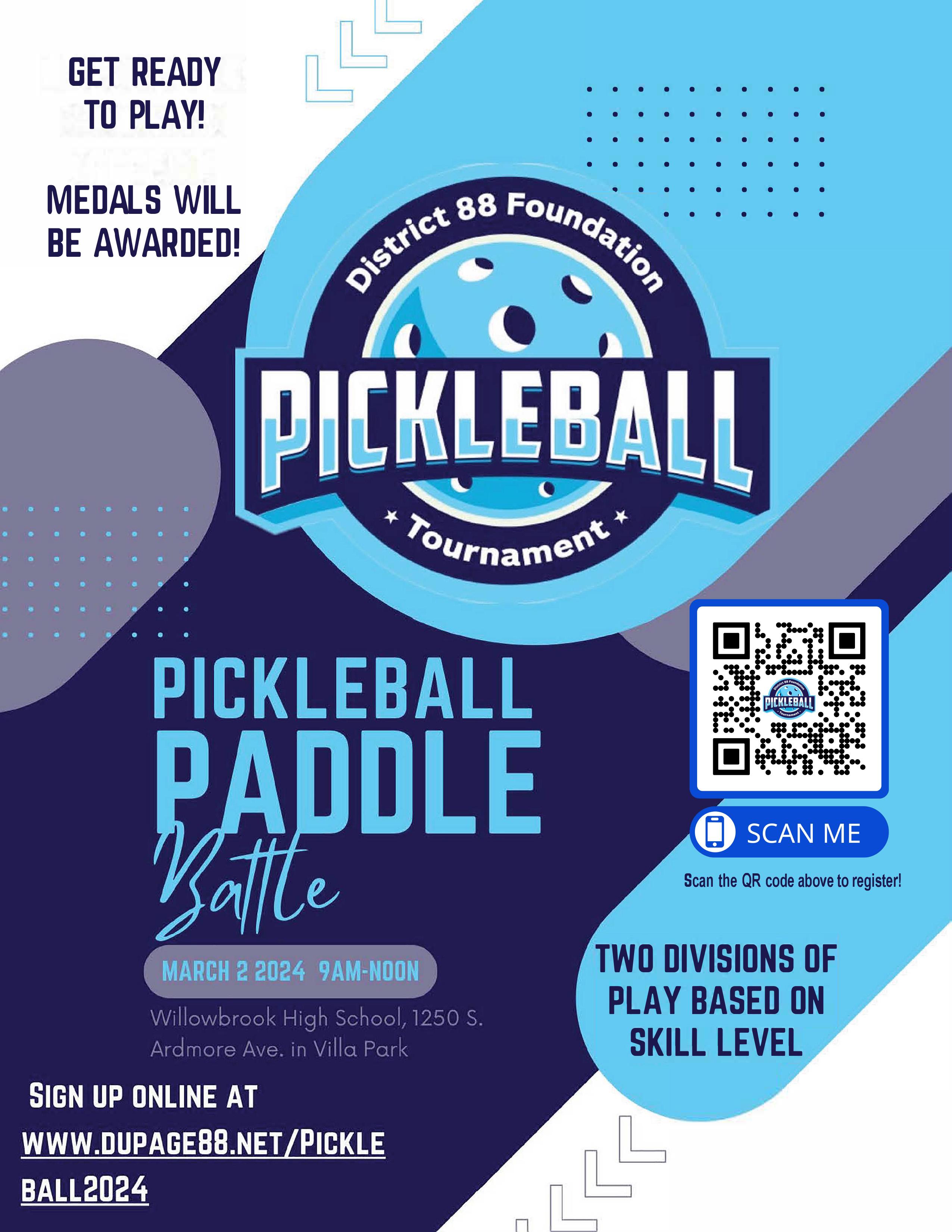 District 88 Foundation invites you to participate in its first ‘Paddle Battle’ pickleball tournament