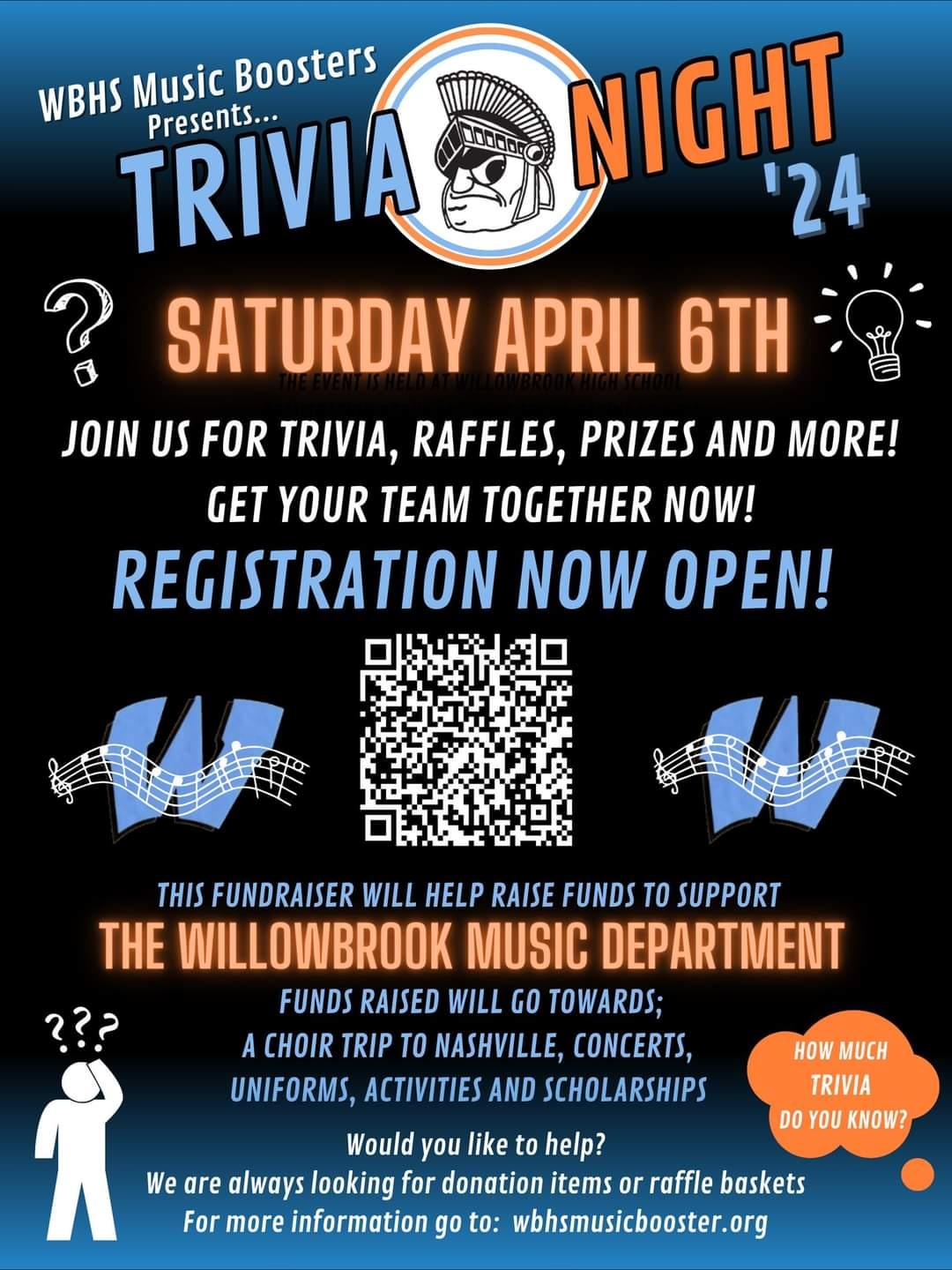 Join the Willowbrook Music Booster Club for the school’s 10th annual Trivia Night