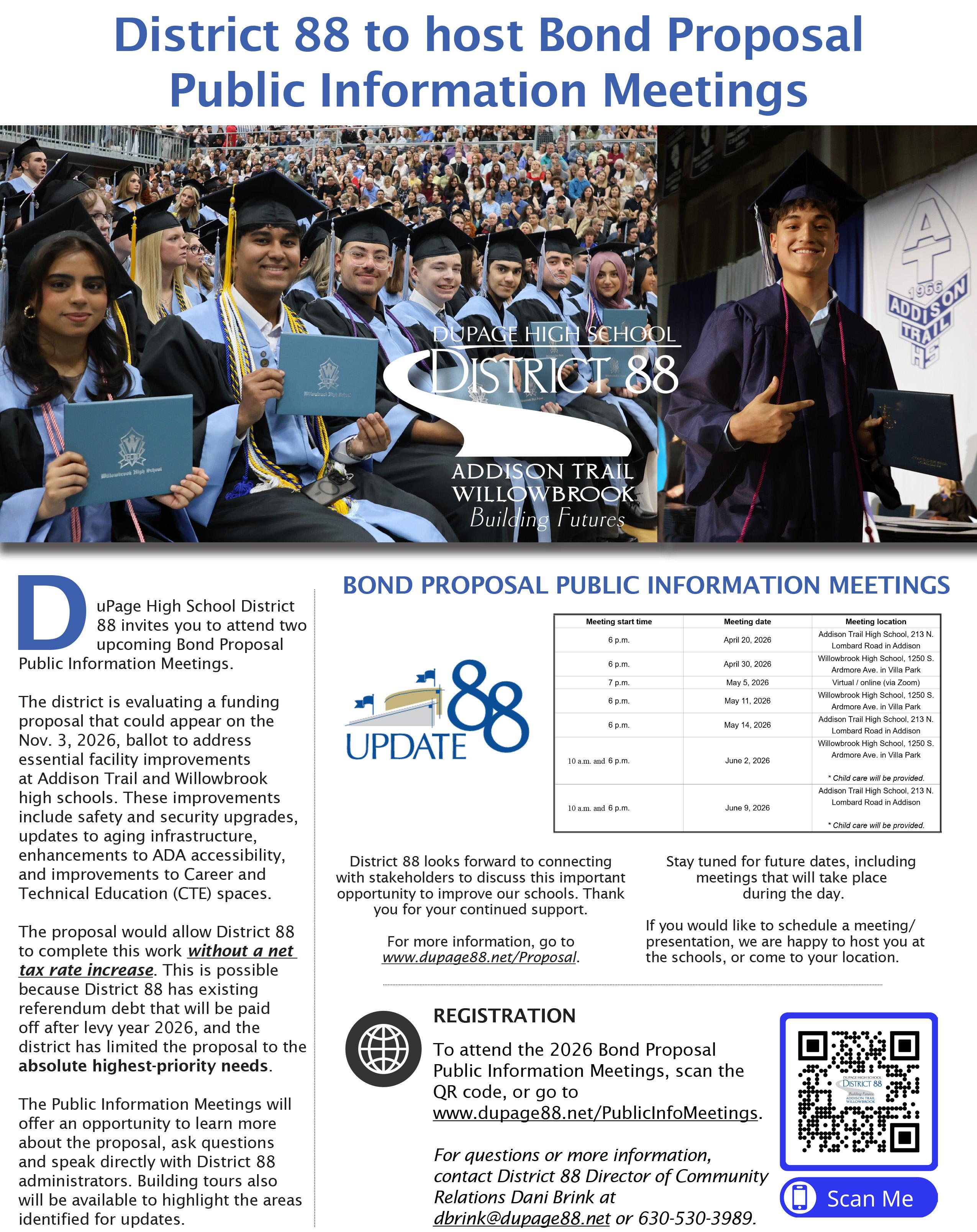 District 88 to host Bond Proposal Public Information Meetings