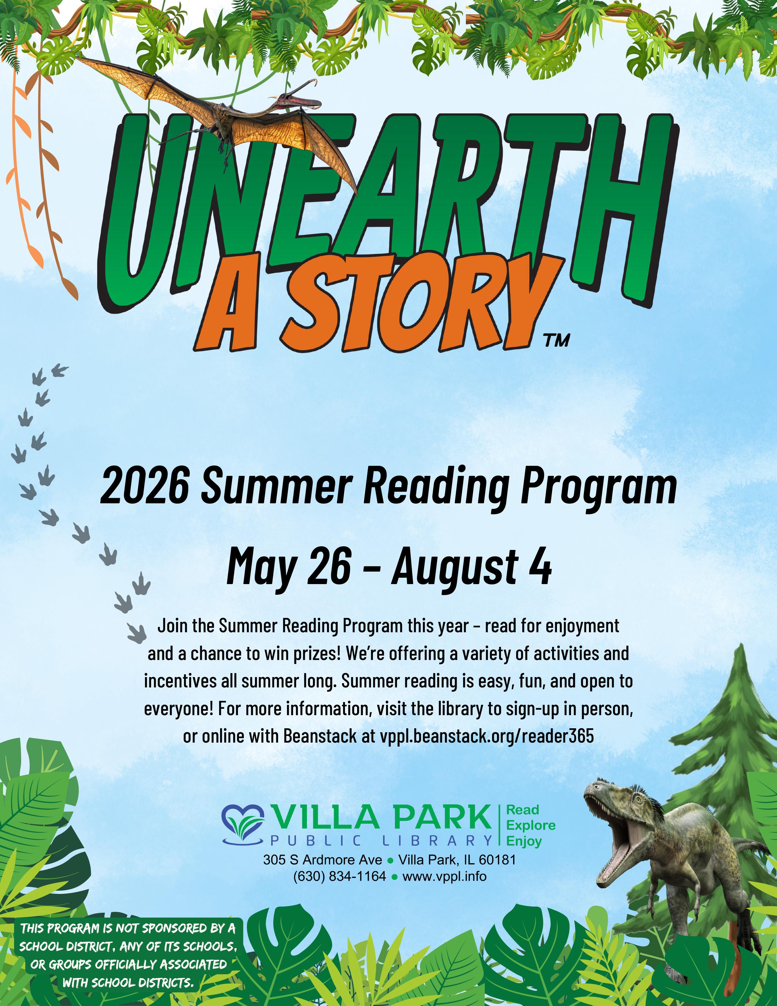 You're invited to join the Villa Park Public Library Summer Reading Program